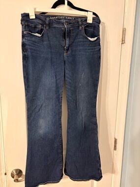 American Eagle Outfitters Dark Blue Wide Leg Jeans
